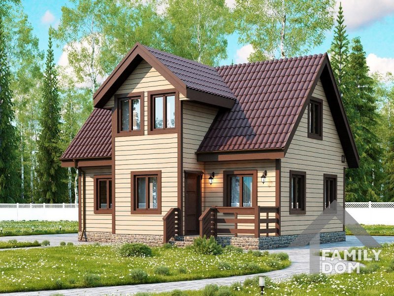 Проект каркасного дома с мансардой