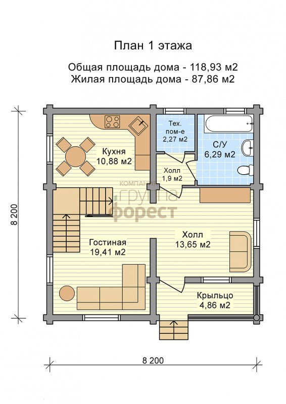Планировка деревянного дома 9х9