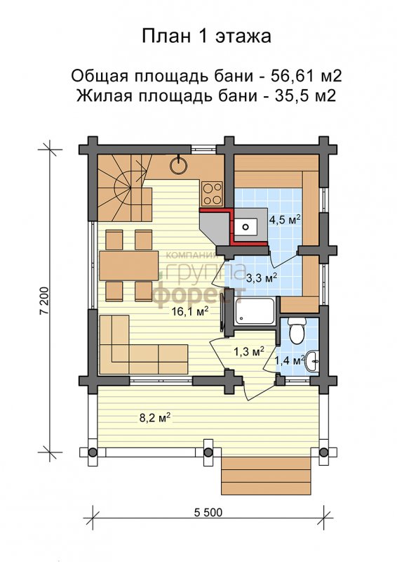 Планировка студии 6 на 8