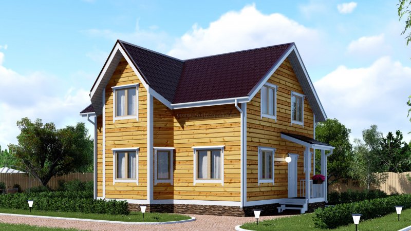 Дом с террасой 6x6 полутораэтажный Пестово