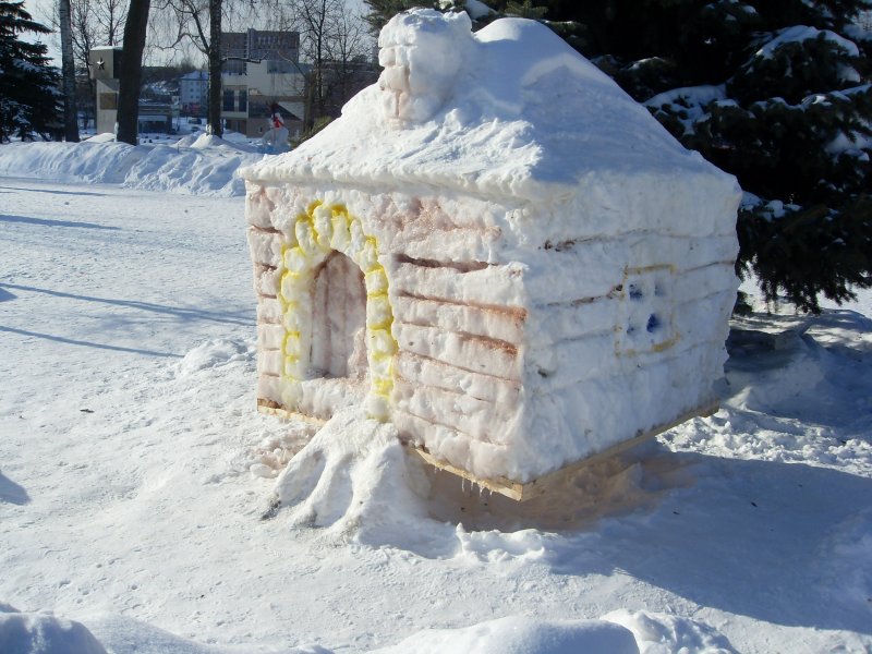 Дом в лесу снег
