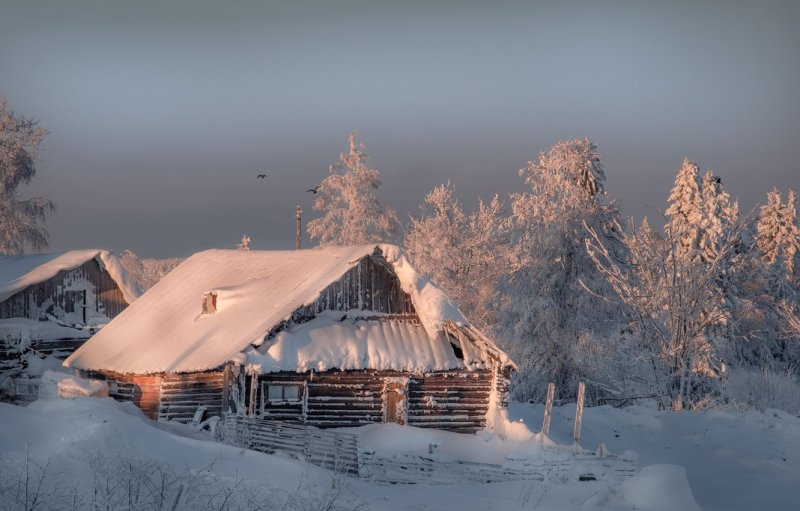 Уральская деревня зимой