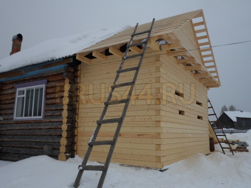 Пристройка к срубу из бруса
