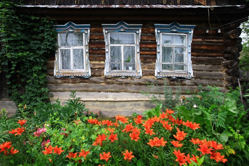 Деревенский дом с палисадником