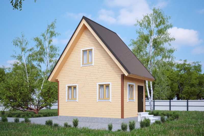 Дачный дом с двускатной крышей