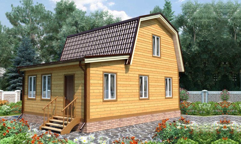 Дача с мансардой и верандой