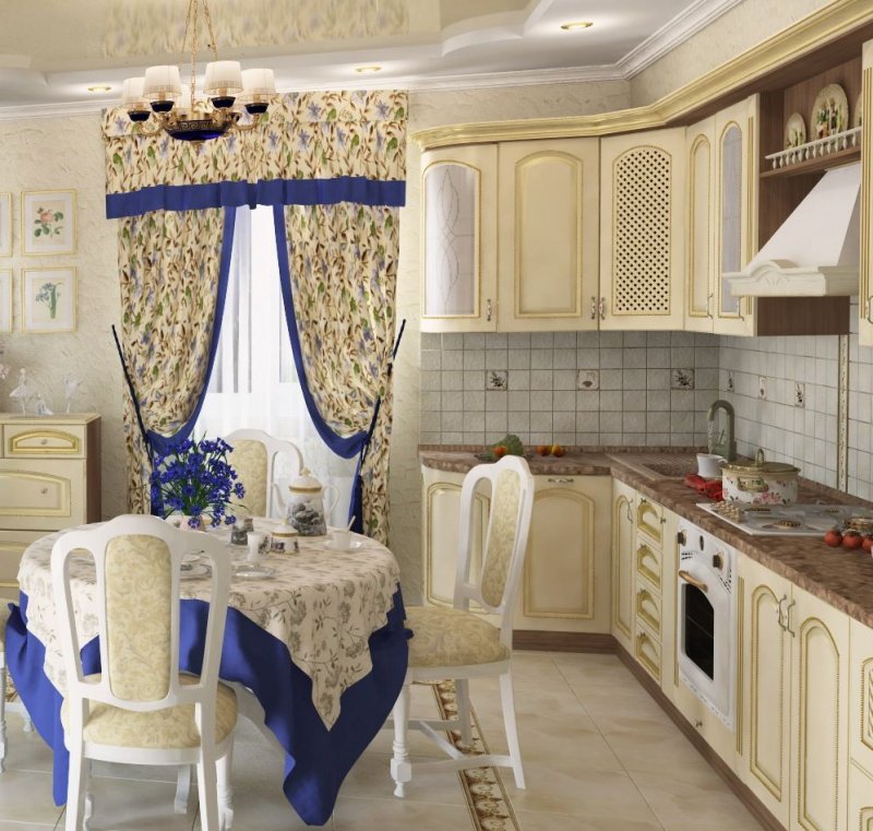 Дизайн штор для кухни в стиле Прованс
