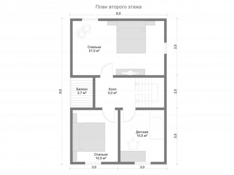 Внутренняя планировка дома 9х9