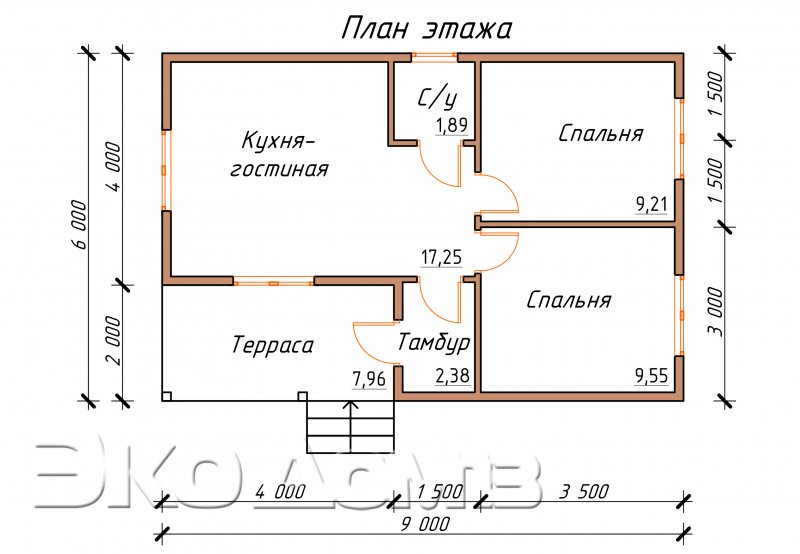 Проекты домов из бруса 9х9