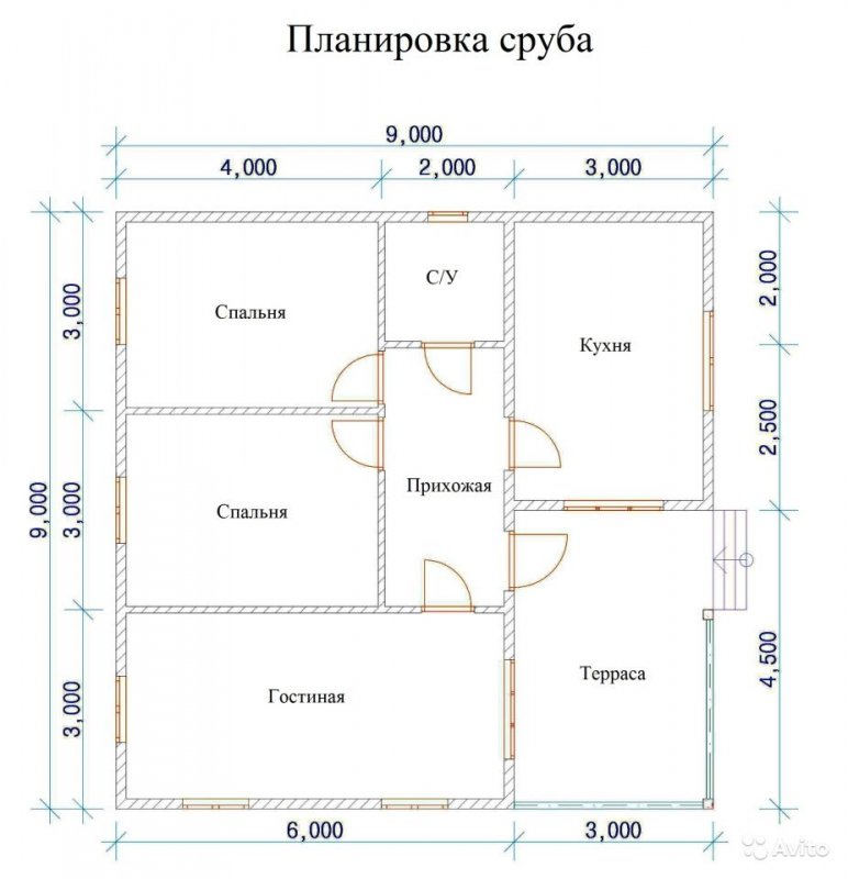 Планировка 9 на 9 одноэтажный