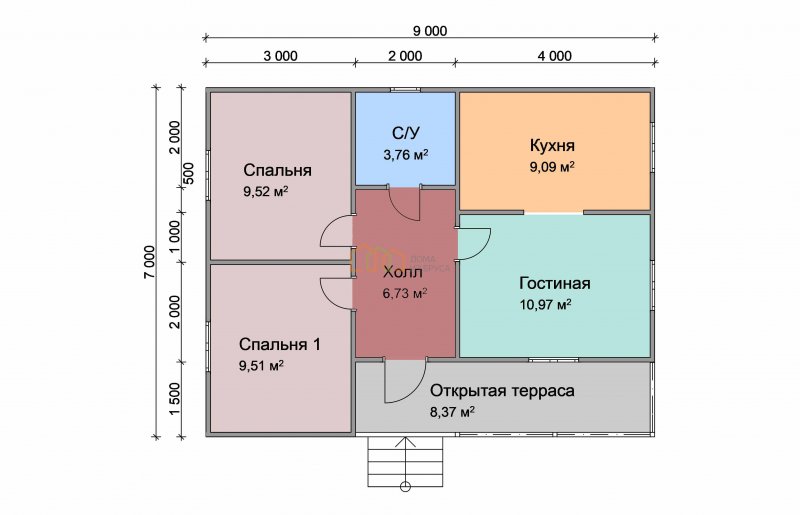 Проекты домов из бруса 9 на 9 одноэтажный