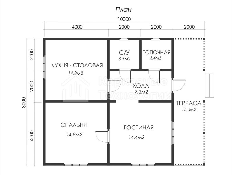 Планировка одноэтажного дома 150 м2