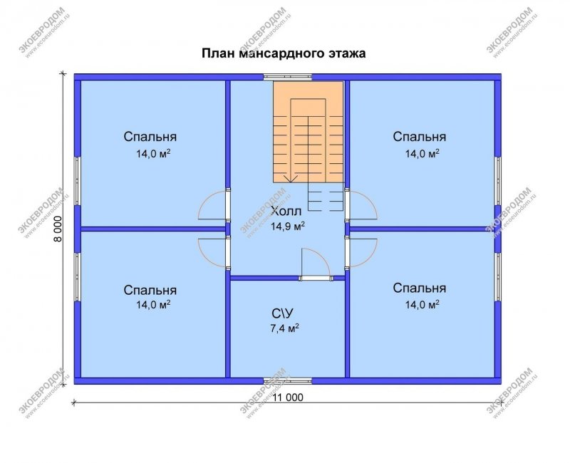 Каркасный дом 8х9 планировка