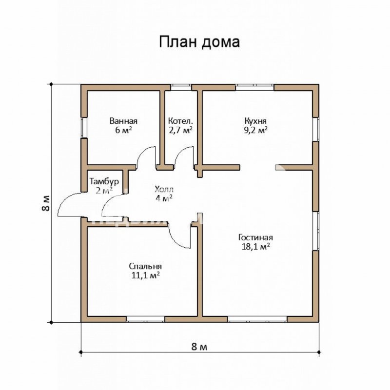 Проекты одноэтажных каркасных домов 8х12