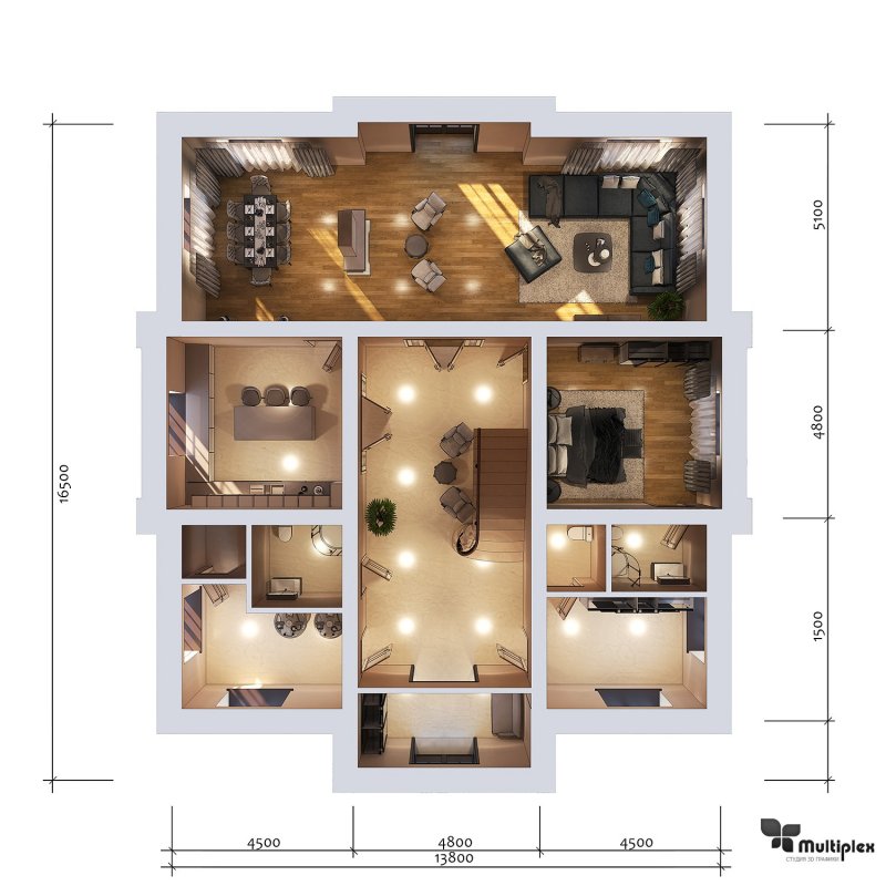 3d планировка коттеджа