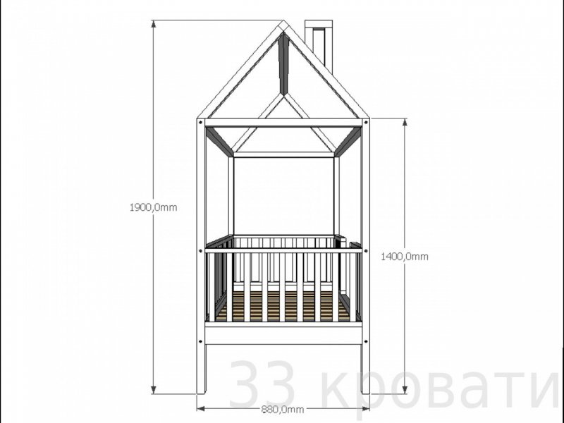 Кроватка домик чертеж 160х80