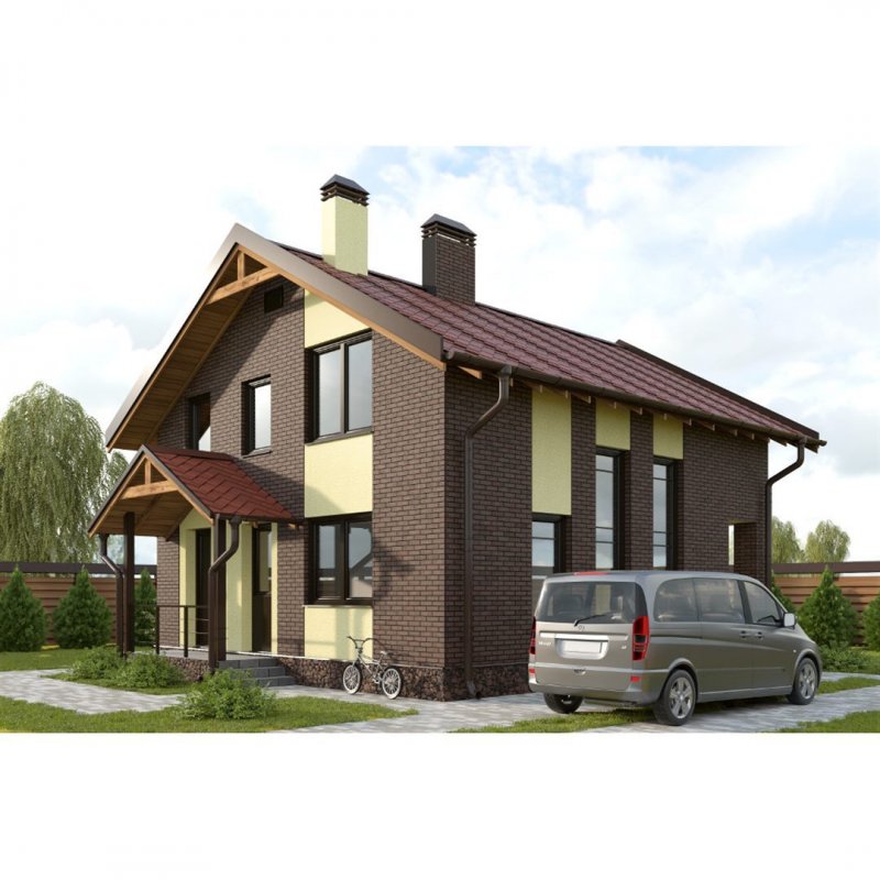 Дом из кирпича с мансардой