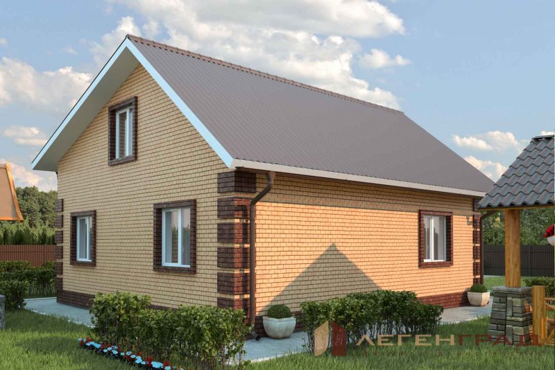 Дом 100 м2 кирпич с мансардой