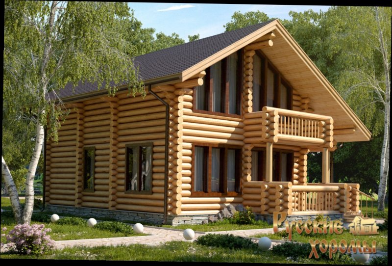Большой дом из оцилиндрованного бревна