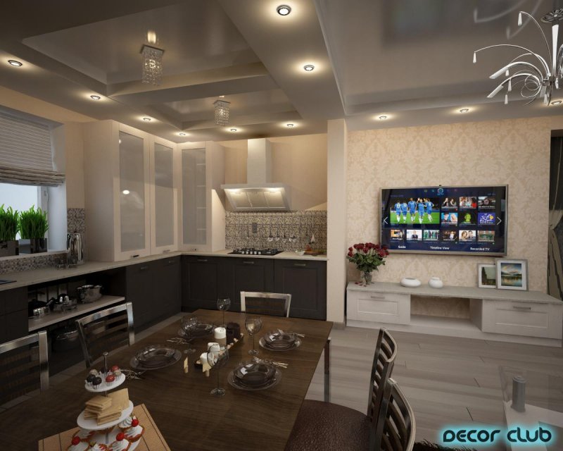 Кухня с гостиной в частном