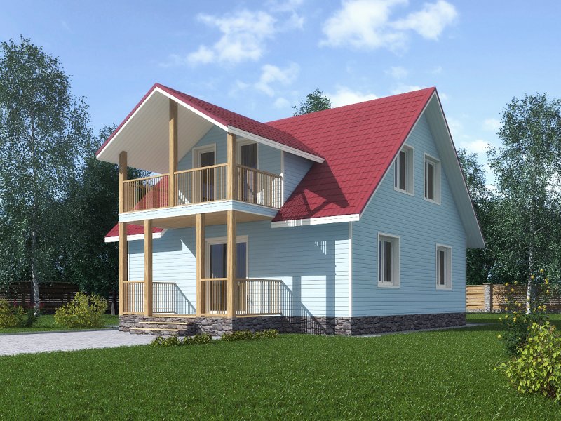 Каркасный дом с балконом