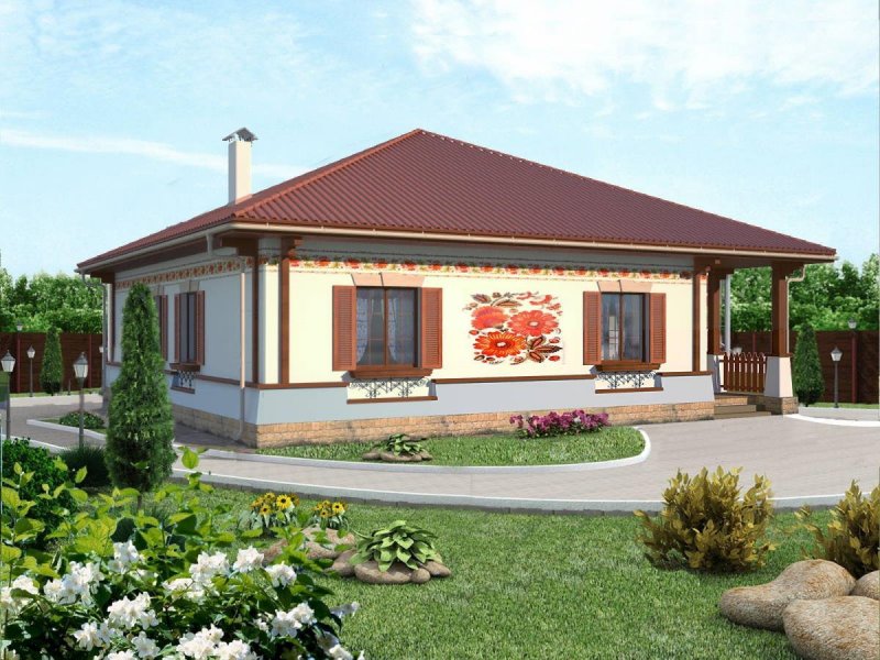 Наружная отделка одноэтажного дома