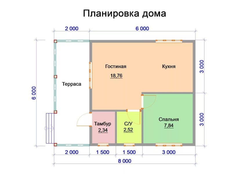 Дачный дом 6 на 6 одноэтажный