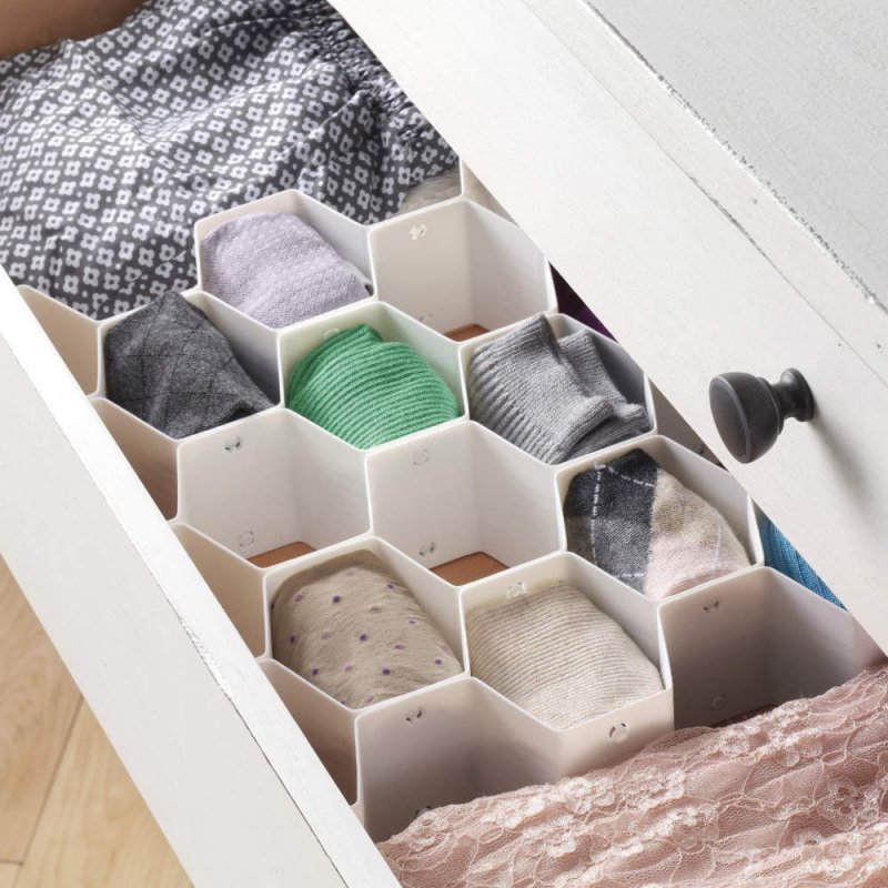 Разделители для ящиков соты Drawer Organizer, 8 шт, 36.3*6.7см, серый org-8g