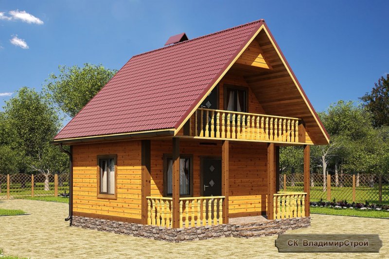 Баня 6х5 с мансардой и террасой