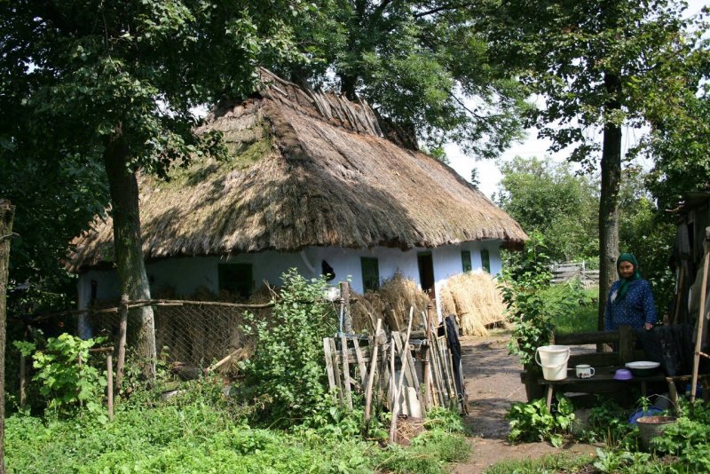 Хата с соломенной крышей Курская область
