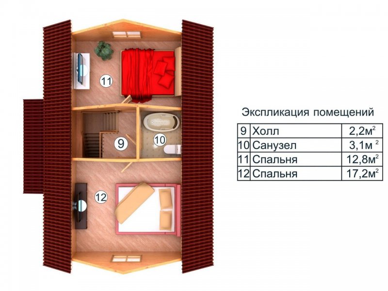 Планировка дома в два этажа 6х9