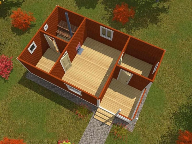 Планировка бань 5x 8 с террасой