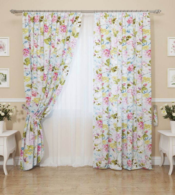 Шторы с подхватами, 145*260 см, 2 шт, подхват 2 шт. Сирень