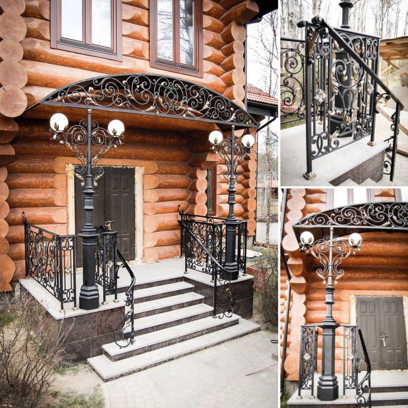 Кованое крыльцо в загородном доме