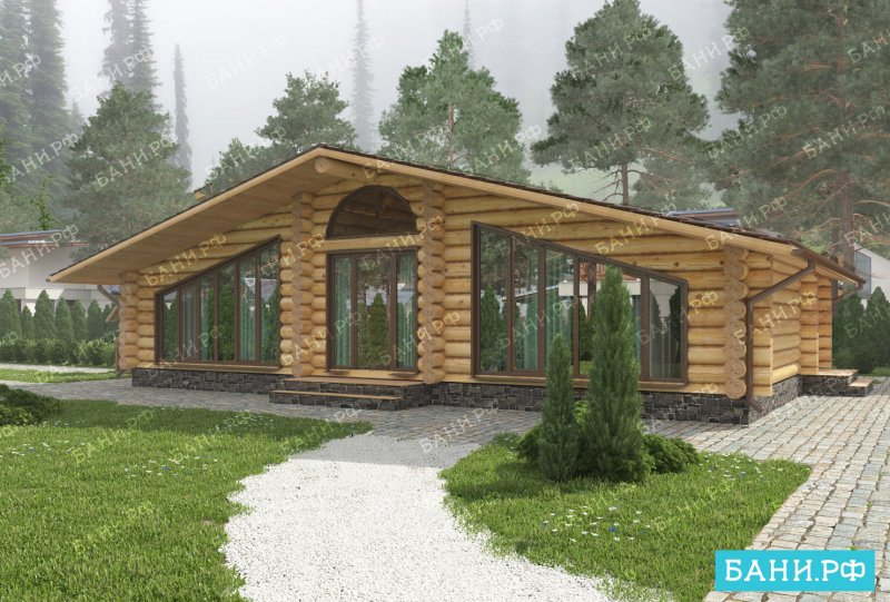 Дом-баня из бревна под ключ 100м2