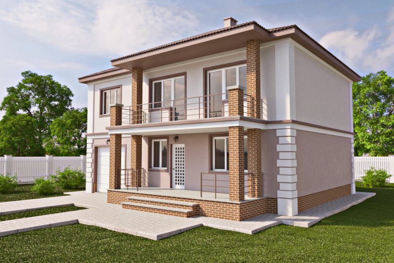 Проекты двухэтажных домов и террасой 170-190 м2