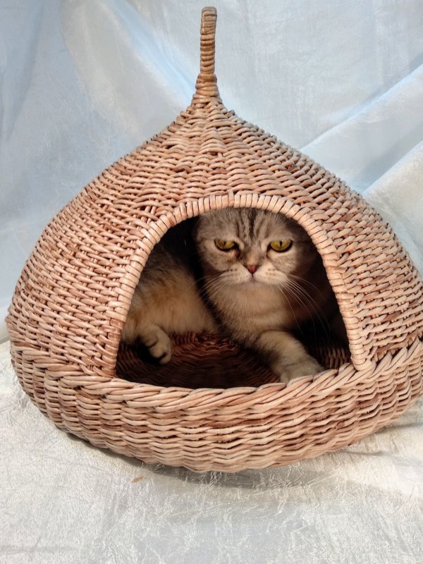 Лежак для кота вязаный