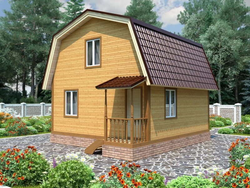Каркасный дачный дом с мансардой