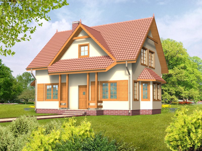 Двускатная крыша с эркером