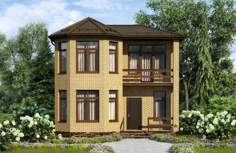 Кирпичный дом с эркером