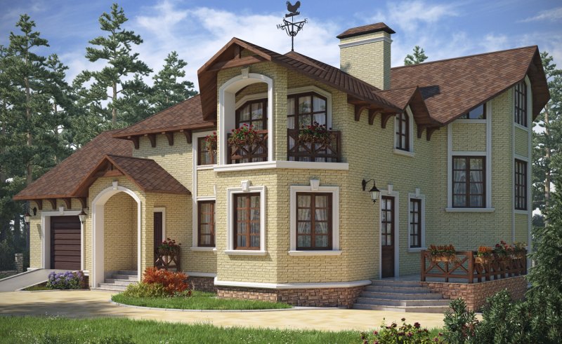Отделка фасада с эркером