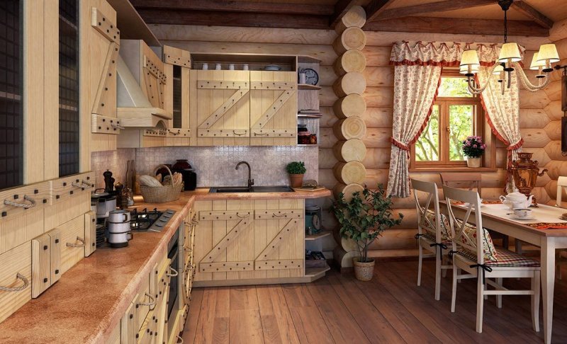 Кухня в бревенчатом доме