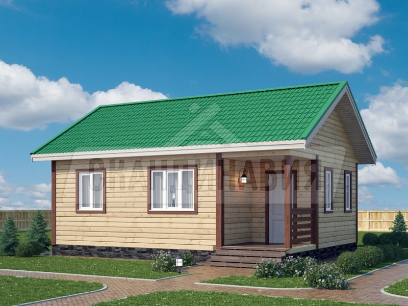 Одноэтажная дача из бруса