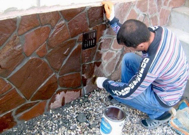 Штукатурка цоколя под природный камень