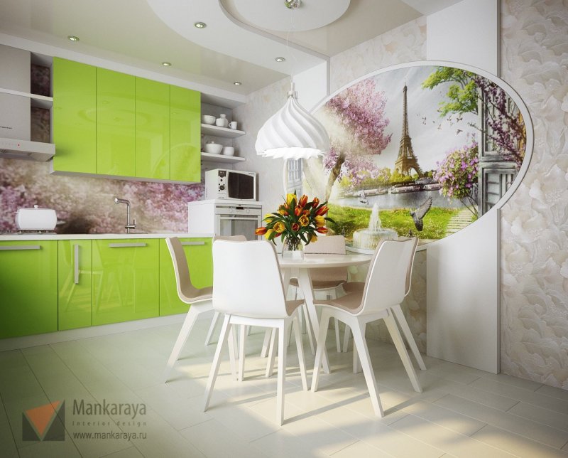 Маленькая кухня с фотообоями