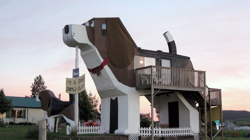 Гостиница внутри собаки Dog Bark Park Inn, Коттонвуд (штат Айдахо), США