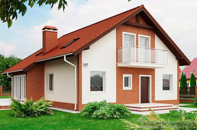 Фасады домов с двухскатной крышей