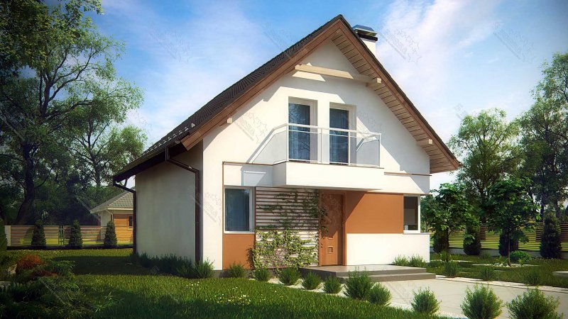 Загородный дом с двускатной крышей