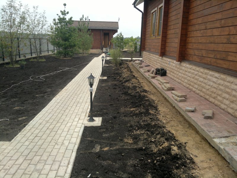 Отмостка тротуарной плиткой