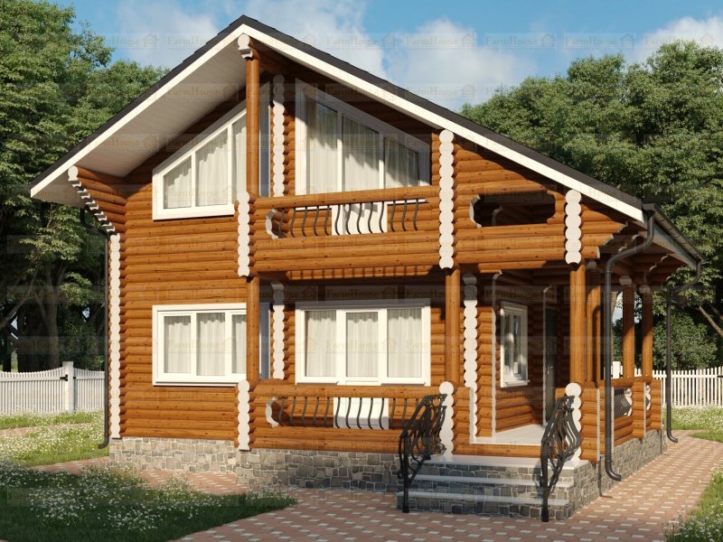 Дом 120 м2 оцилиндрованное бревно